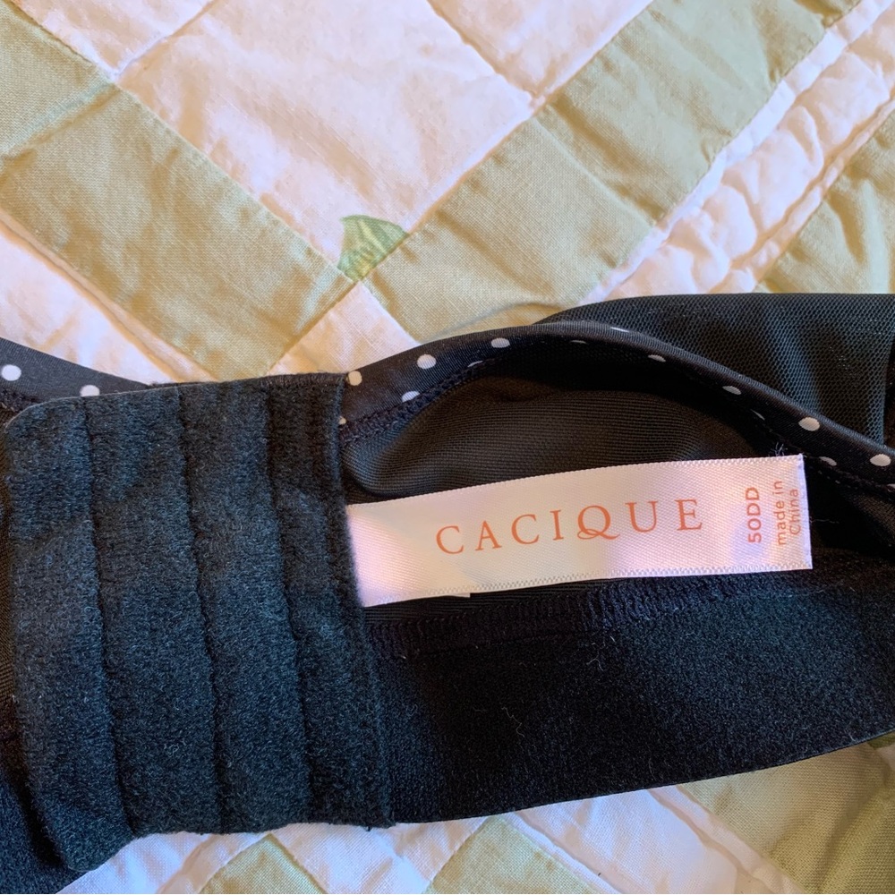 Cacique Black and White Polka Dot Bra with Wide Straps - Picture 2 of 2